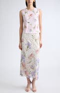 Oscar de la Renta Iris Degradé Printed Lace Midi Skirt