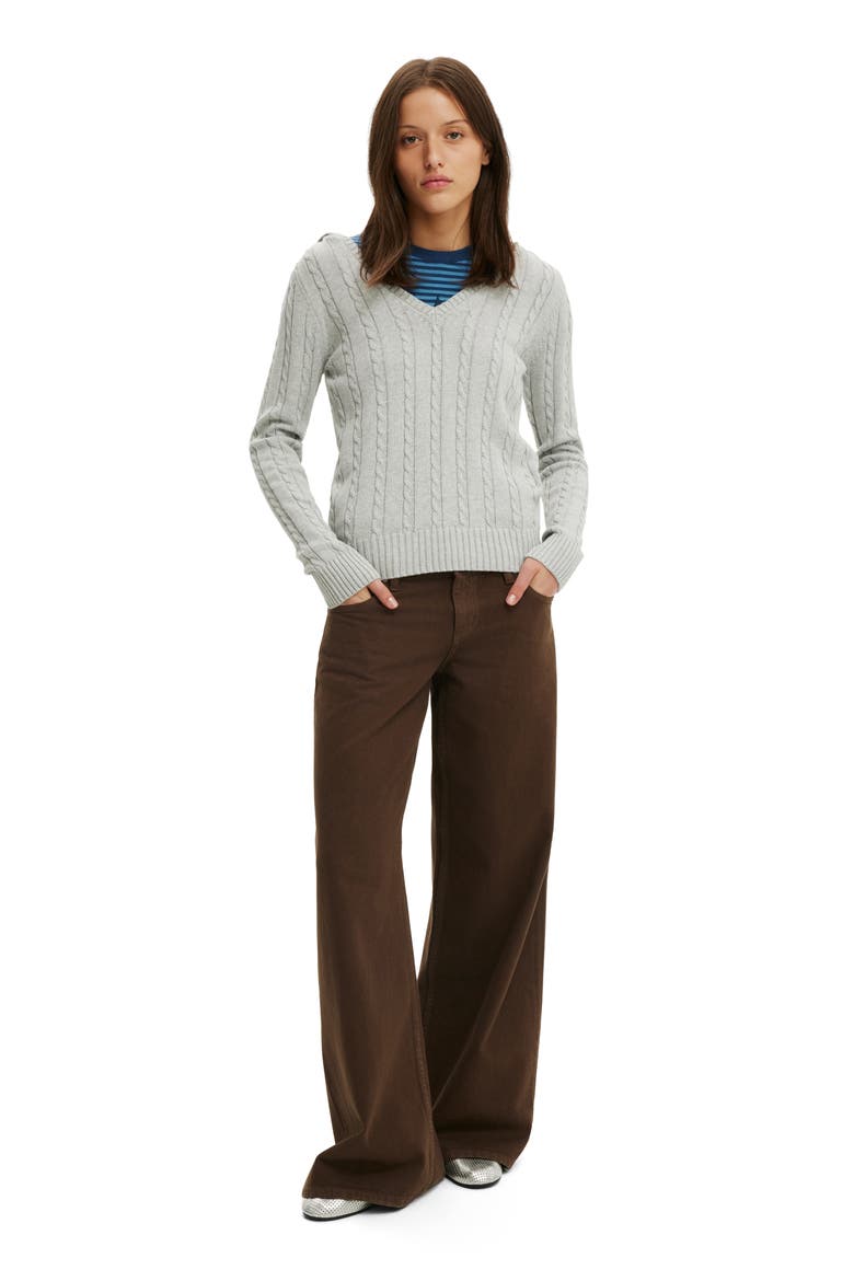 Women's Cotton V Neck Pullover, Alternate, color, Grey Marle