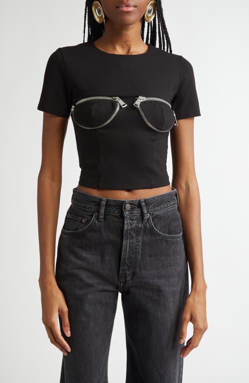 Shop Area Zipper Bustier Cup T-shirt In Black