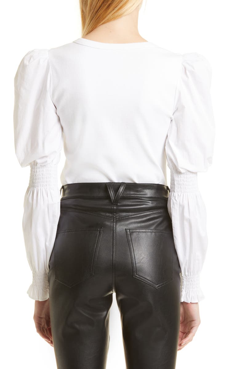 Veronica Beard Faux Woven Puff Sleeve Rib Top, Alternate, color,