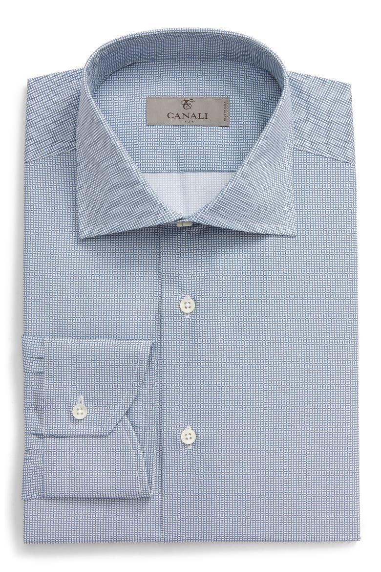 Trim Fit Geometric Dress Shirt, Alternate, color, BLUE