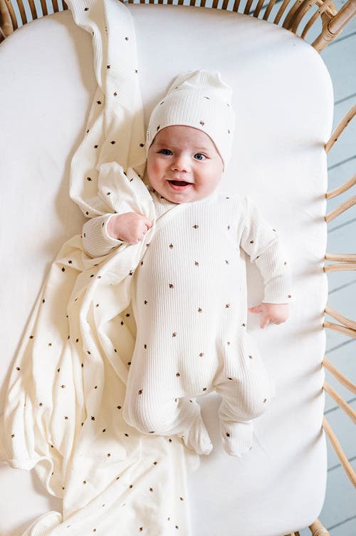 Ely's & Co. Baby Cotton Ribbed Zipper Footie In Acorn