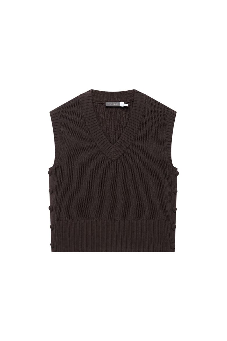 V Neck Tabard Sleeveless Vest Sweater, Alternate, color, Brown