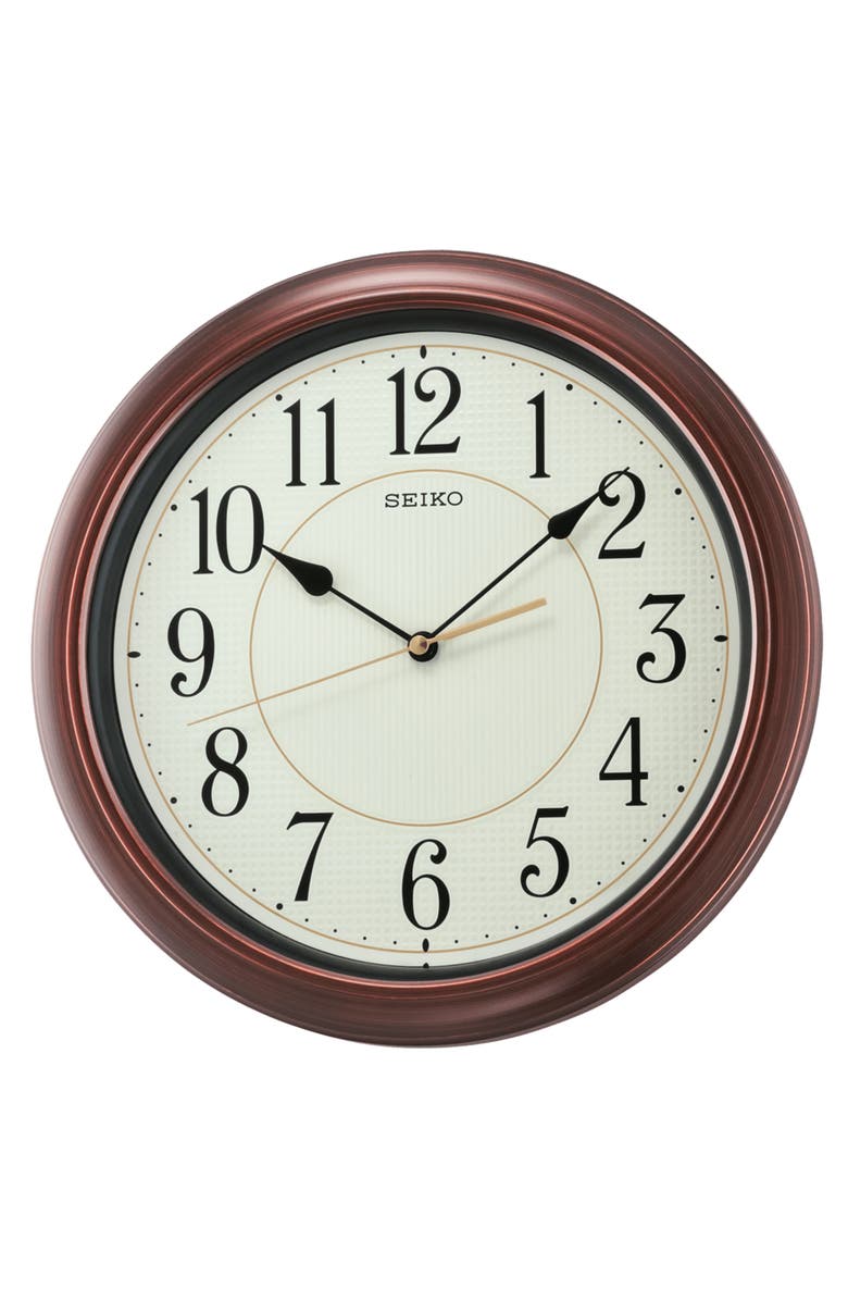 Seiko Wood Finished Wall Clock, Main, color, Brown