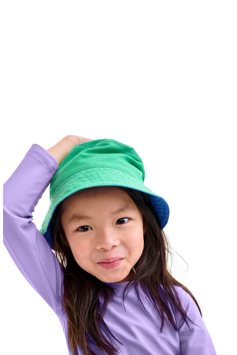 Kids Reversible Sun Hat, Alternate, color, Blueberry Green Apple
