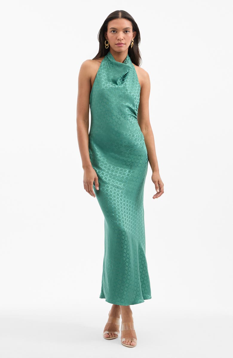 Veronica Beard Maggie Halter Neck Jacquard Dress, Alternate, color, 