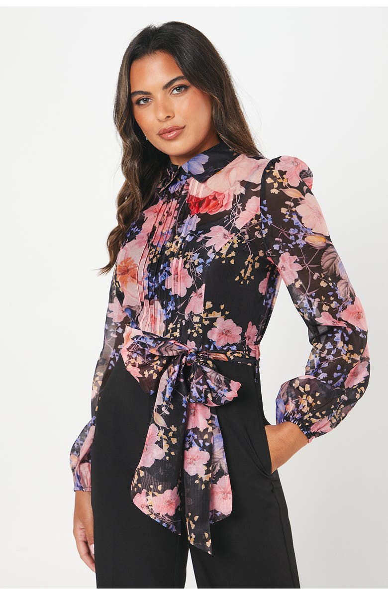 Coast Blouson Sleeve Pintuck Wide Leg Jumpsuit, Alternate, color, Black