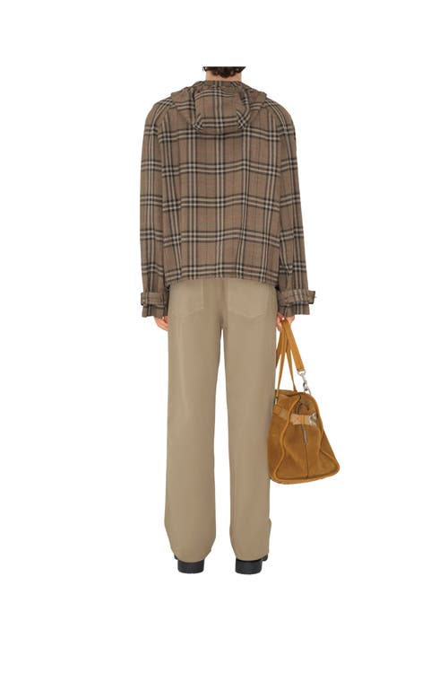 Burberry Half-zip Jacket With Check Pattern In Silk Blend Men In Brush