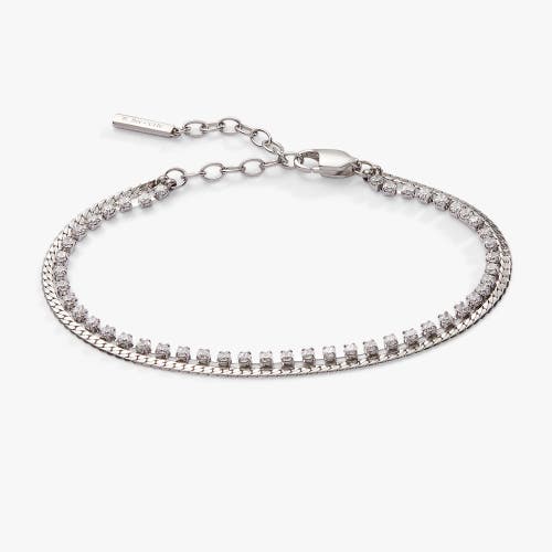 Alex and Ani 2 Row Crystal Tennis Chain  Bracelet in Silver  product