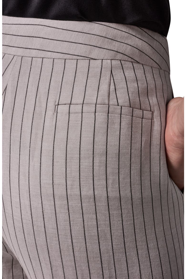 Mid Rise Wide Leg Pinstripe Pants, Alternate, color, FLAX/ BLACK