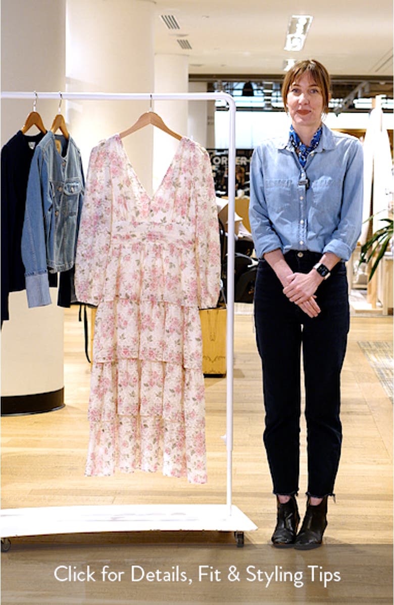 Eliana Floral Print Embroidered Long Sleeve Maxi Dress, sales video thumbnail