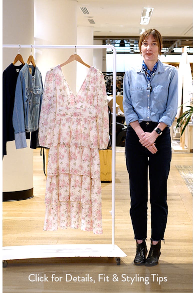 Eliana Floral Print Embroidered Long Sleeve Maxi Dress video