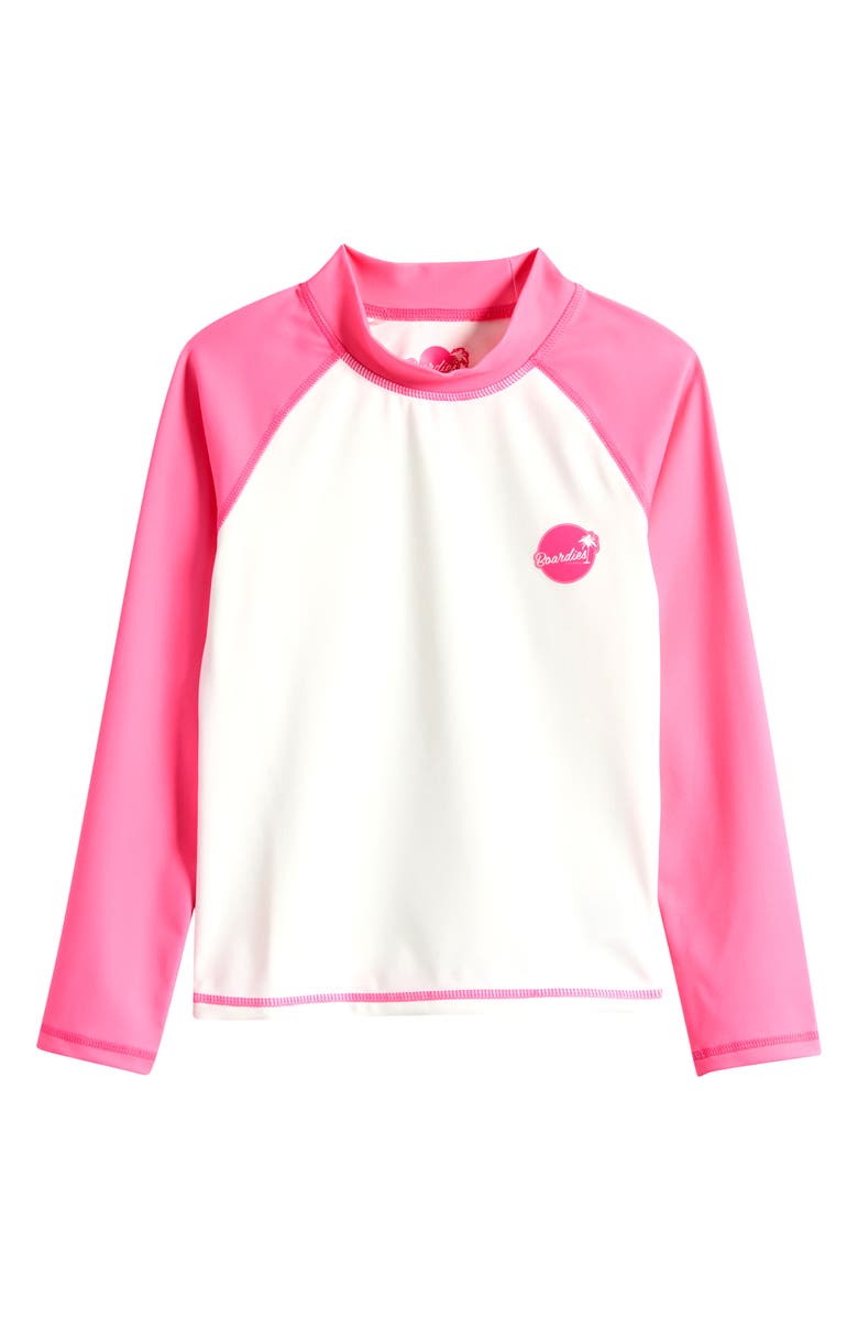 Boardies Kids' Las Coloradas Long Sleeve Rashguard, Main, color, Pink/ White