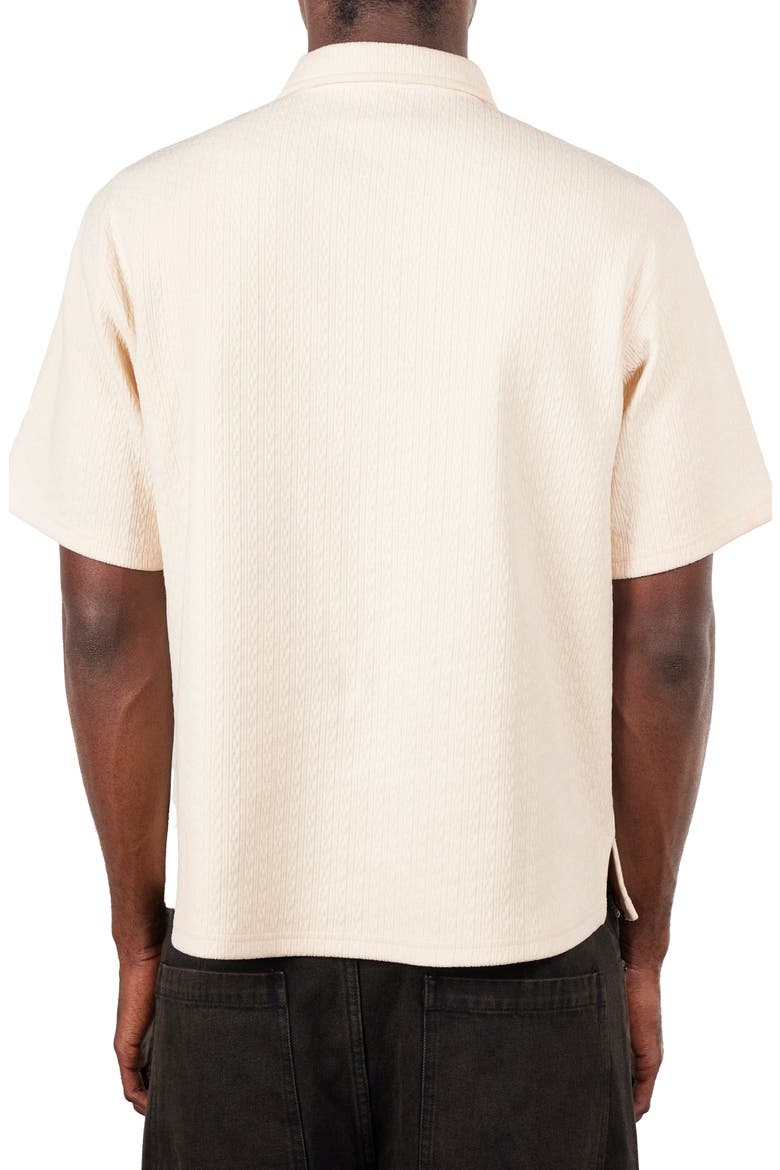 Cable Short Sleeve Polo, Alternate, color, ECRU
