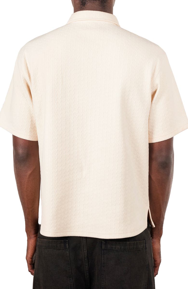 PLEASURES Cable Short Sleeve Polo, Alternate, color, Ecru