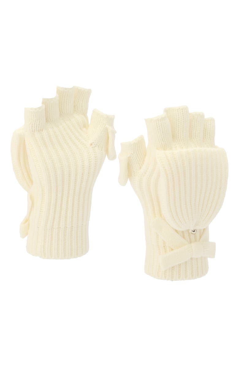 Kate Spade New York knit bow pop-top mittens, Alternate, color, Cream
