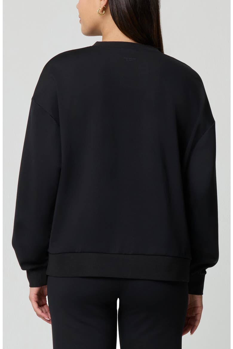 Oversize Sport Sheen Crewneck Sweatshirt, Alternate, color, BLACK
