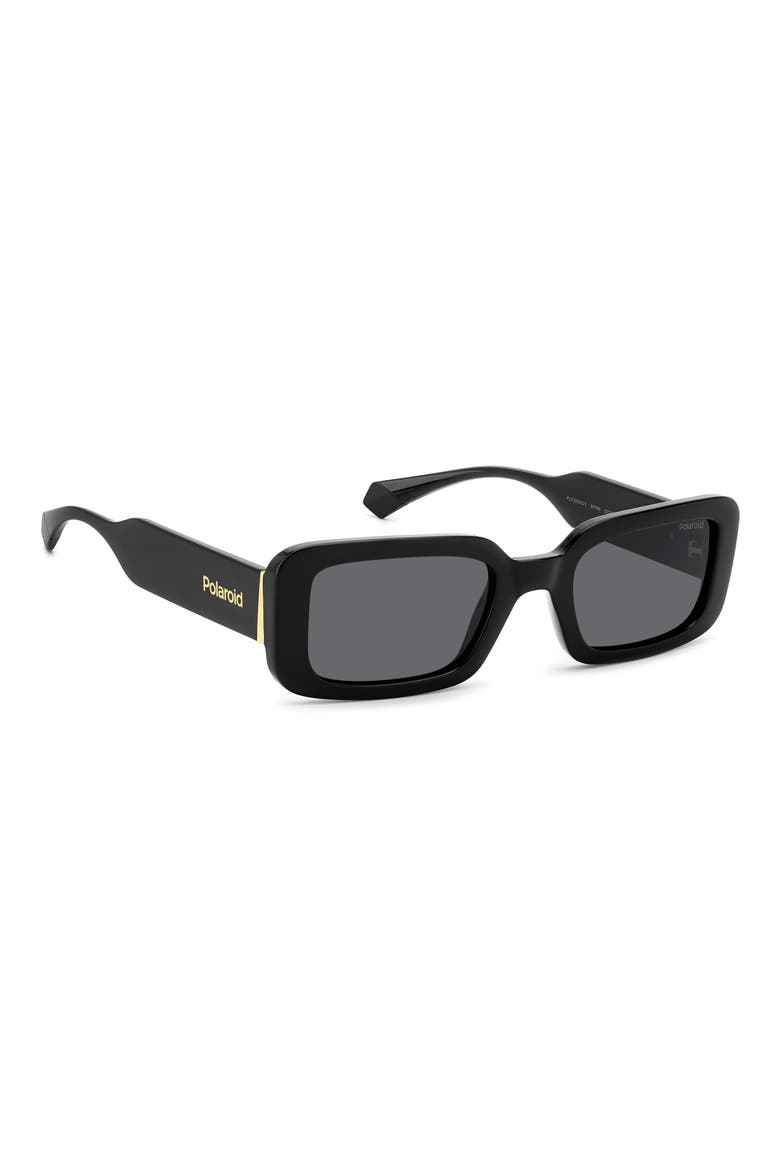 52mm Polarized Rectangular Sunglasses, Alternate, color, BLACK/ GRAY POLARIZED