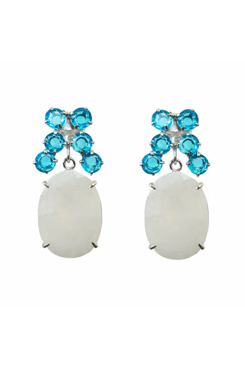 Seattle Interchangeable Drop Earrings, Main, color, Blue & White