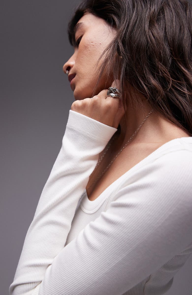 Topshop Square Neck Long Sleeve Top, Alternate, color,