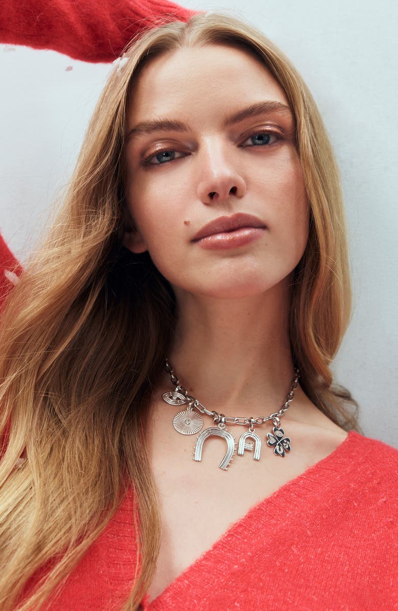 Adina Reyter Groovy Initial Diamond Pendant Charm, Alternate, color, Silver