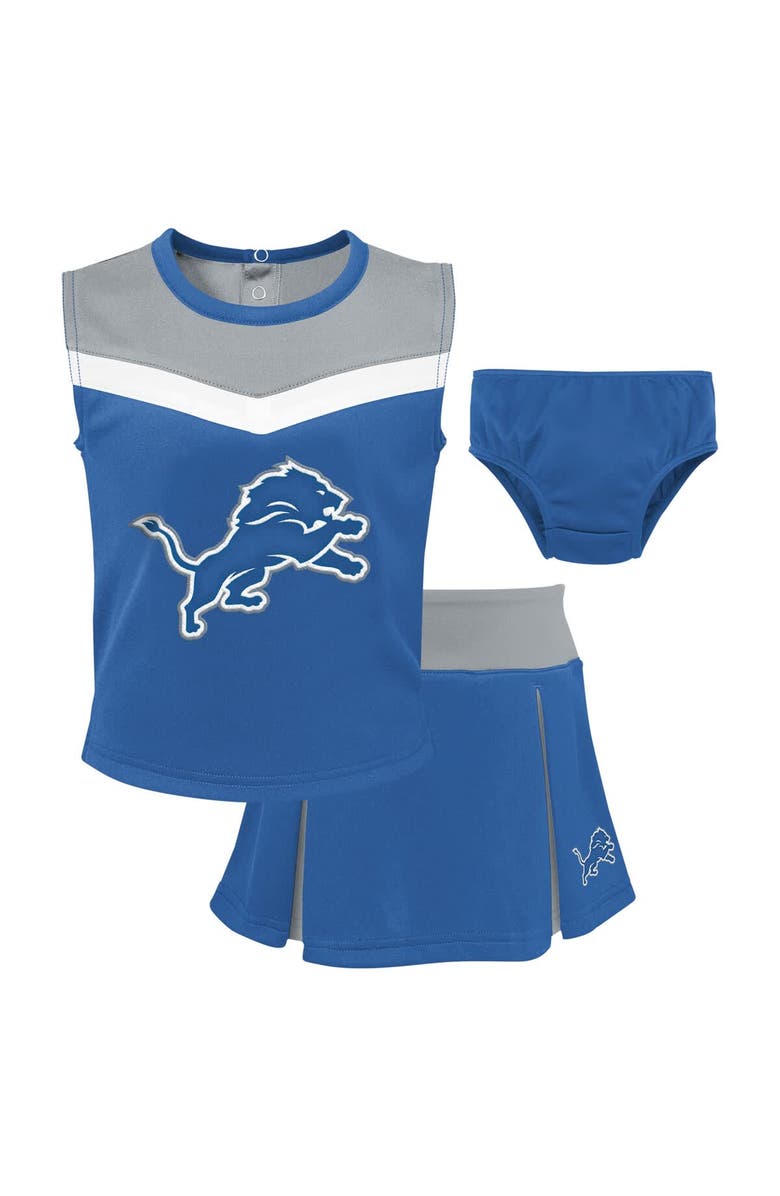 Outerstuff Girls Toddler Blue Detroit Lions Spirit Cheer Two-Piece Cheerleader Set with Bloomers, Main, color, Blue