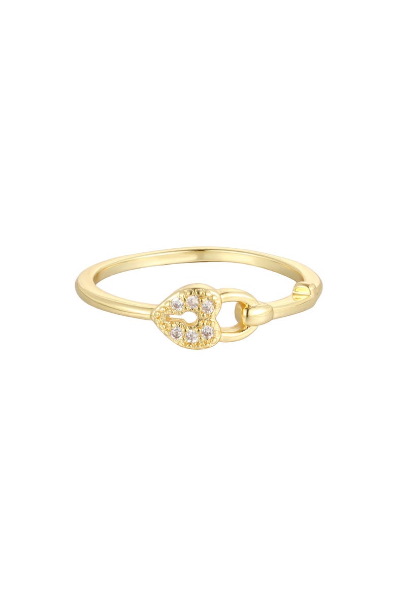 14k Gold Plated Cubic Zirconia Sideways Heart Ring, Main, color, GOLD