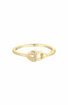 14k Gold Plated Cubic Zirconia Sideways Heart Ring