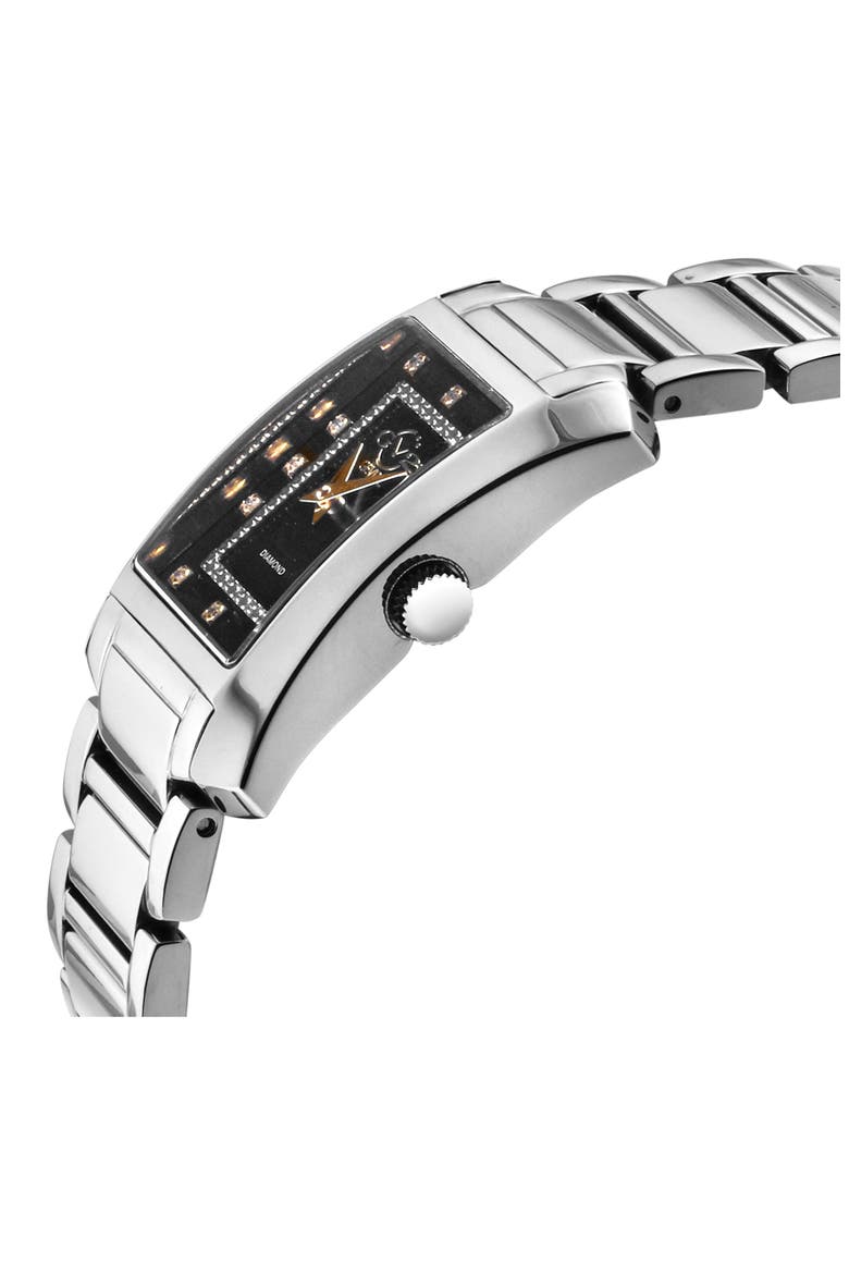 Women's Luino Rectangle Diamond Dial Bracelet Watch, 29.5mm, Alternate, color, SILVER