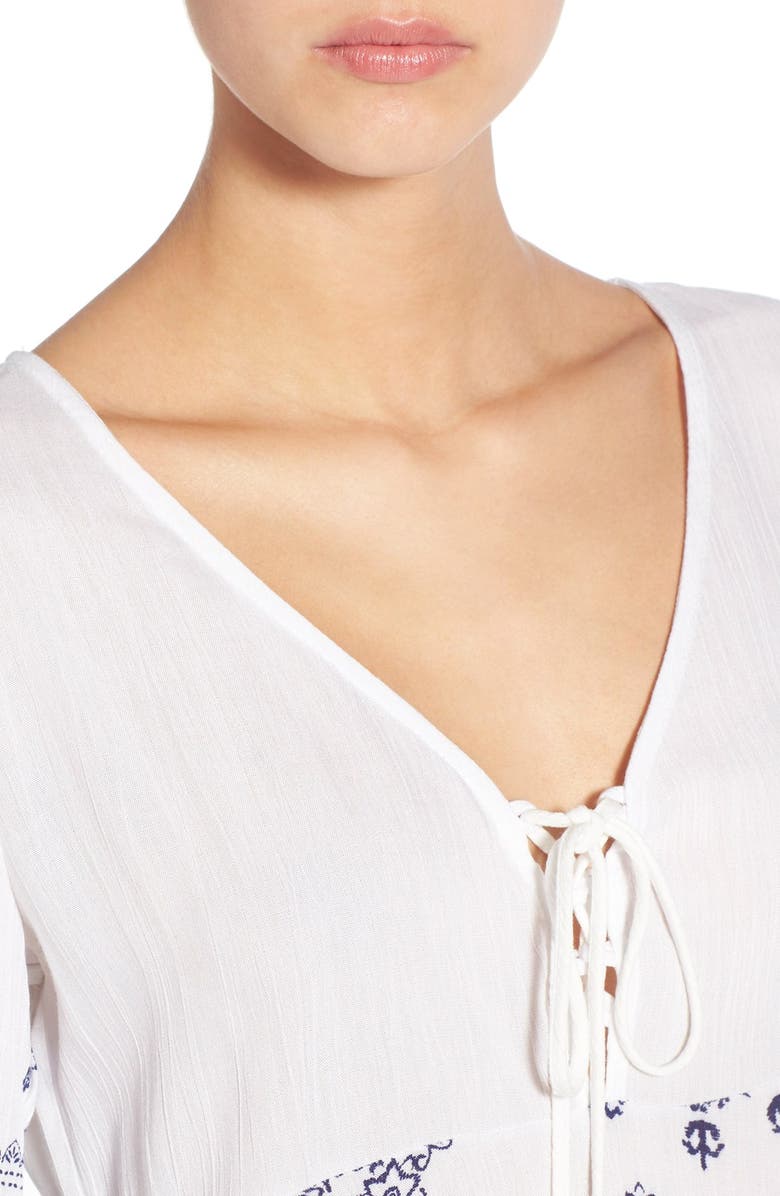 BP. Print Lace-Up Peasant Top, Alternate, color, 