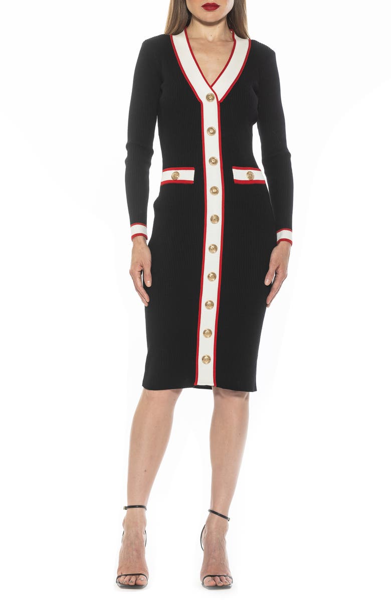 Alexia Admor Janet Long Sleeve Ribbed Sweater Dress, Main, color, 