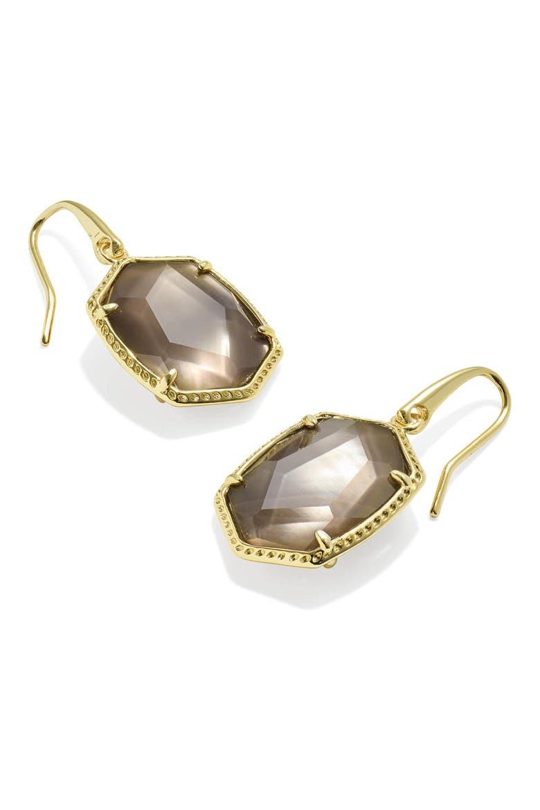 Daphne Frame Stone Drop Earrings, Alternate, color, GOLD TAUPE MOTHER OF PEARL