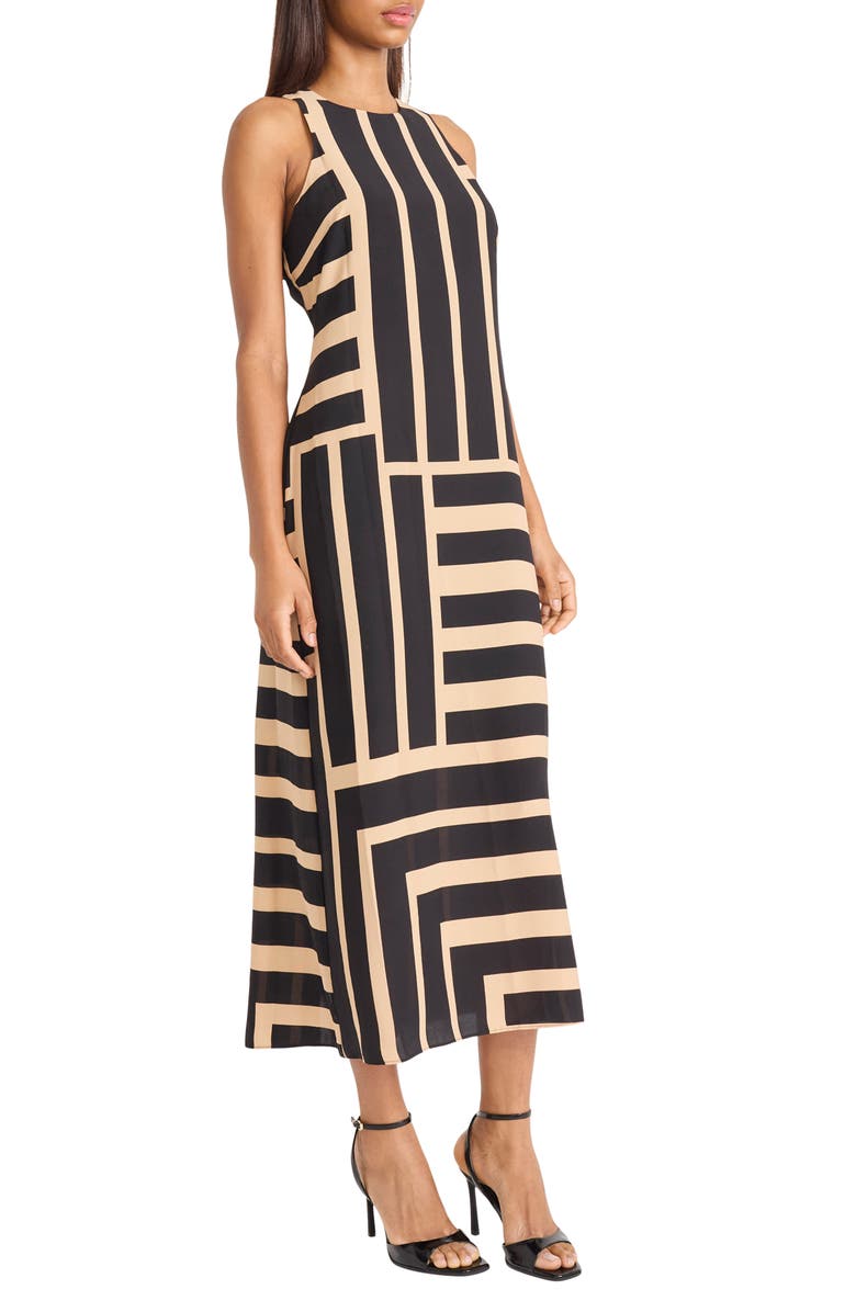 DONNA MORGAN FOR MAGGY Stripe Maxi Dress, Alternate, color, Black/ Tan
