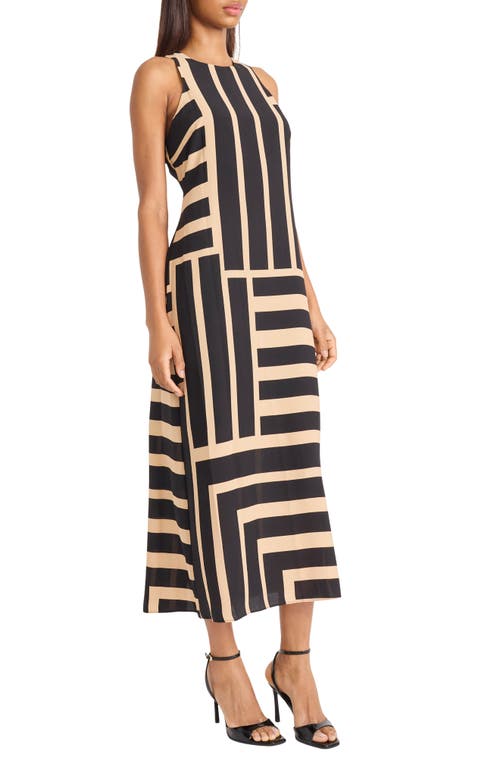 Donna Morgan For Maggy Stripe Maxi Dress In Brown