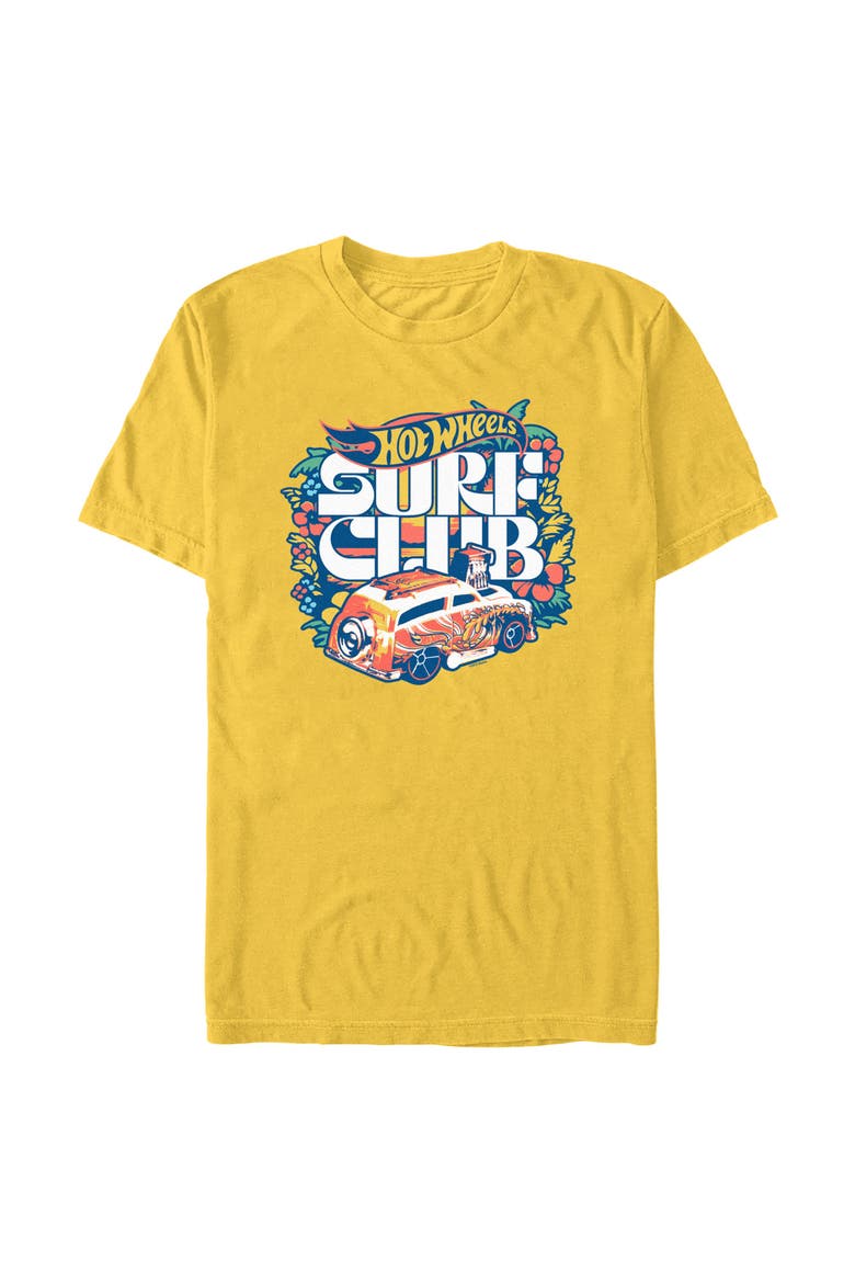 Men's Hot Wheels Floral Surf Club Badge  Graphic T-Shirt, Main, color, Yellow
