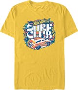 Hot Wheels Men's Hot Wheels Floral Surf Club Badge Graphic T-Shirt