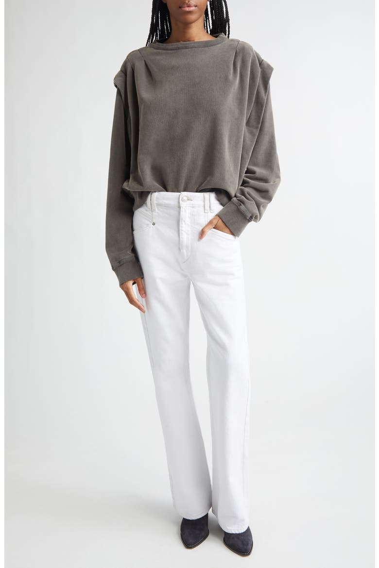 Soldy Pleated Shoulder Sweatshirt, Alternate, color, FADED BLACK