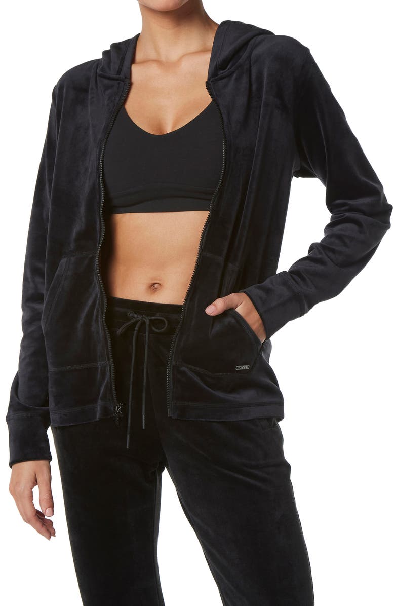 Andrew Marc Sport MARC NEW YORK PERFORMANCE Luxe Velvet Zip Front Hoodie, Alternate, color, 