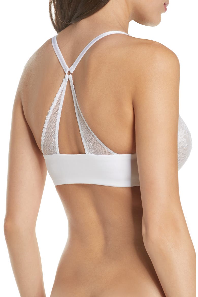 Straight Laced Front Close Underwire T-Shirt Bra, Alternate, color, WHITE / NYLON