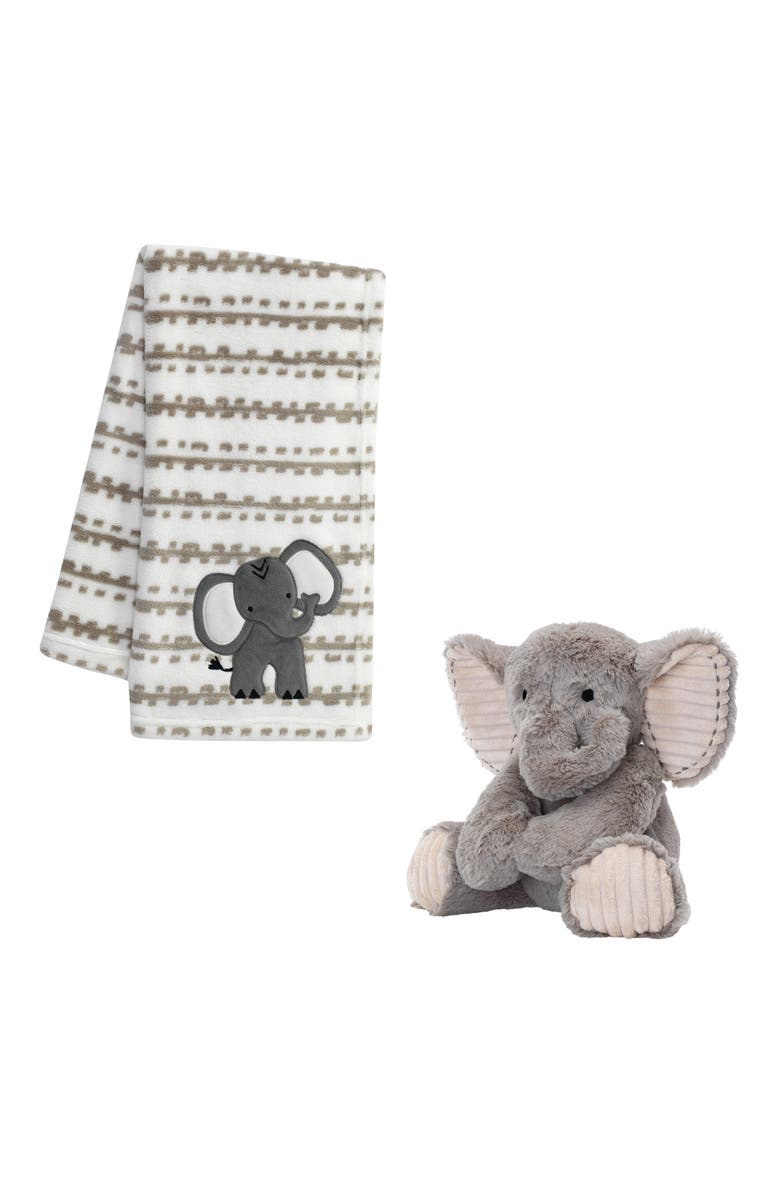 Lambs & Ivy Blanket & Plush Luxury Newborn Baby Gift Set - Elephant, Alternate, color, Gray