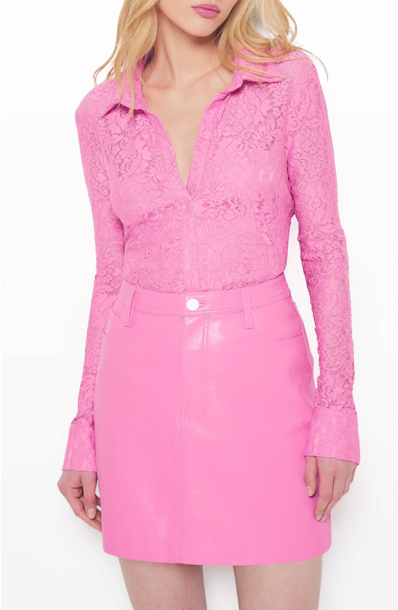 AS by DF Dixie Recycled Leather Skirt, Alternate, color, Aurora Pink