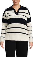 Lands' End Cotton Boucle Johnny Collar Textured Sweater