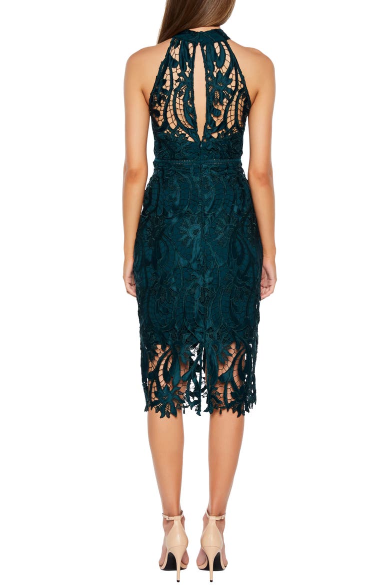 Isa Lace Halter Dress, Alternate, color, LILY GREEN
