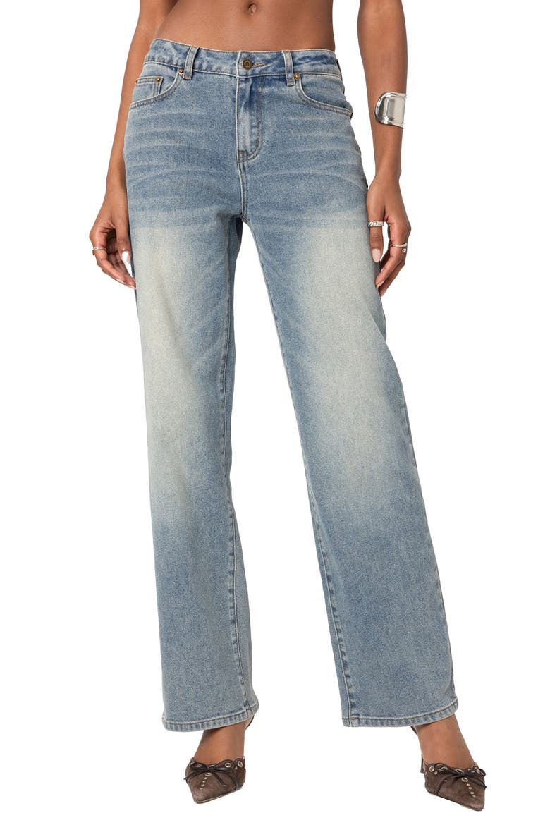 Amia High Waist Straight Leg Jeans, Main, color, BLUE-WASHED