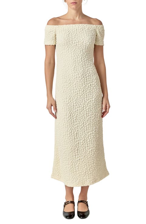 Textured Off the Shoulder Midi Dress