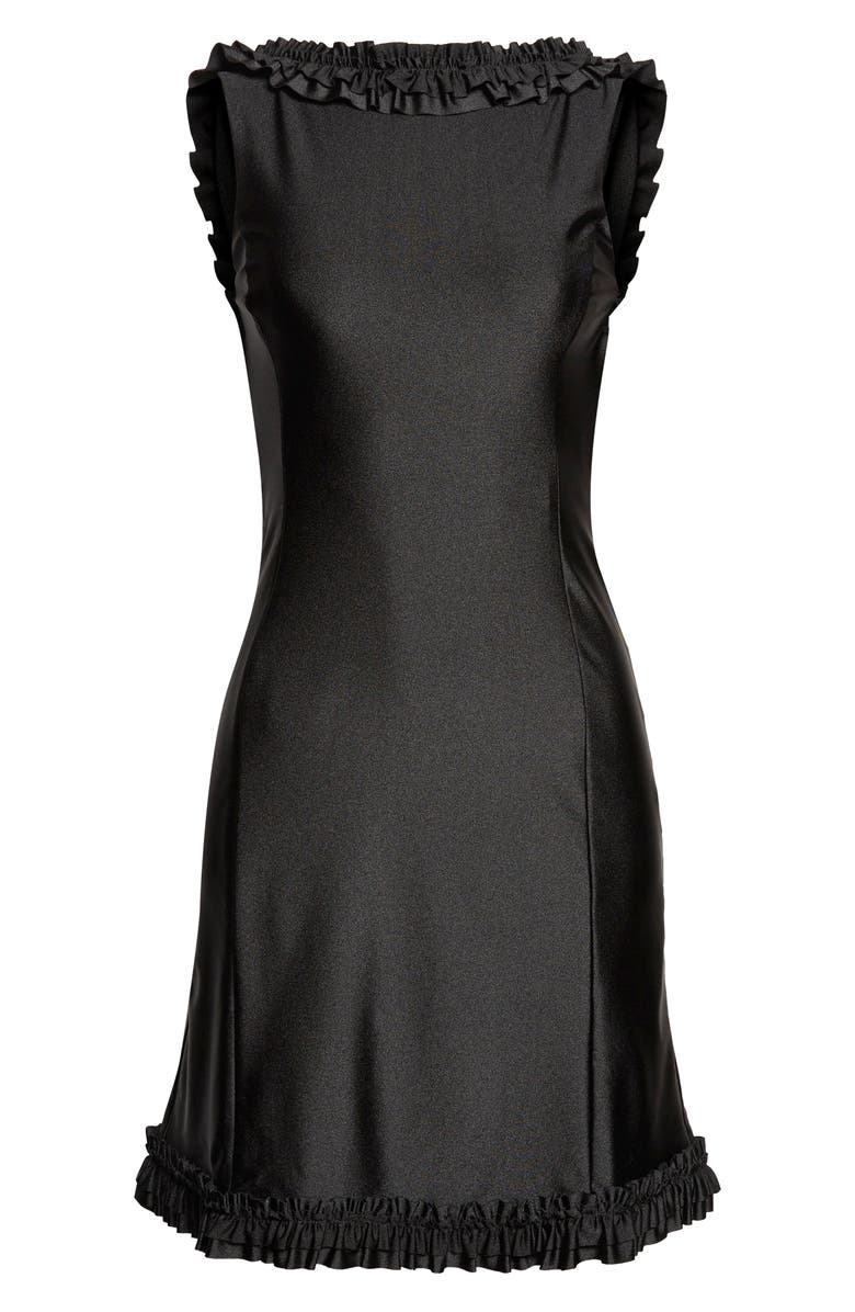 Sandy Liang Prim Open Back Minidress, Main, color, Black