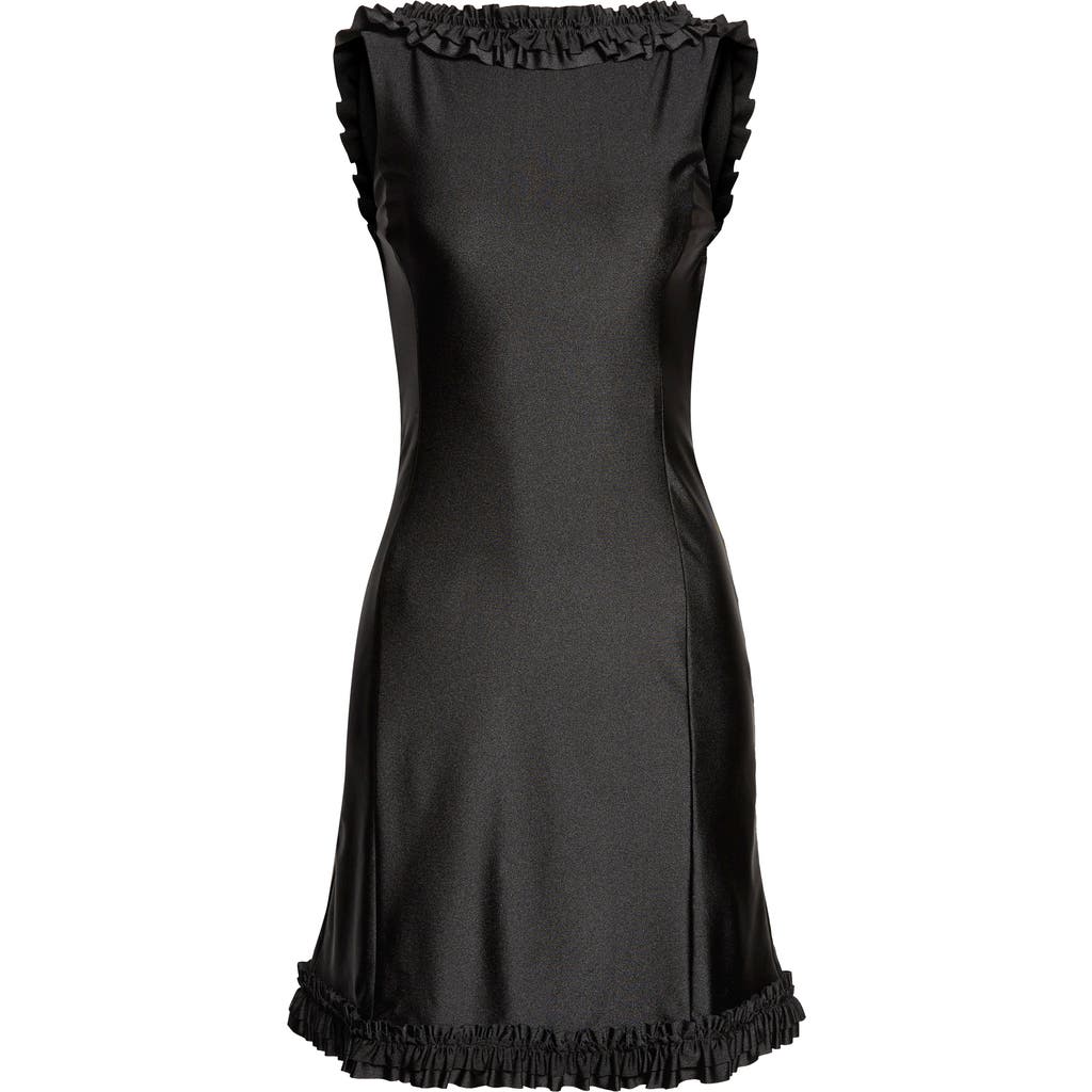 Sandy Liang Prim Open Back Minidress In Black