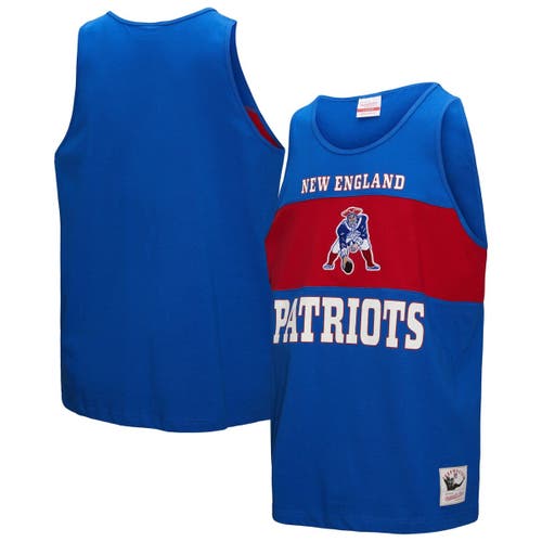 Mitchell & Ness Royal New England Patriots Retro Colorblock Tank Top In Blue