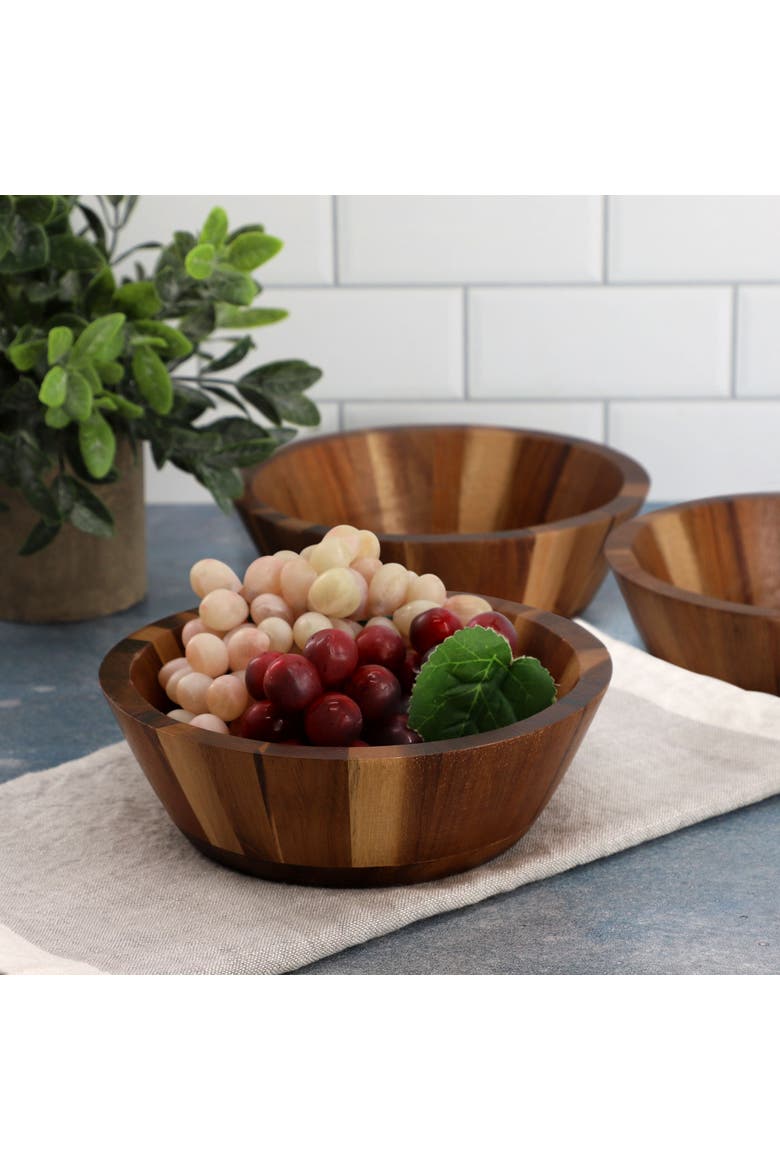Acacia Wood Salad Bowl Set, Alternate, color, Acacia