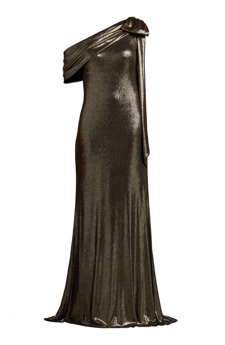 Tadashi Shoji Metallic One-Shoulder Liquid Jersey Gown, Alternate, color, 